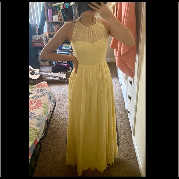 J. Crew 100% Silk Pastel Yellow Maxi Dress - Picture 3 of 5